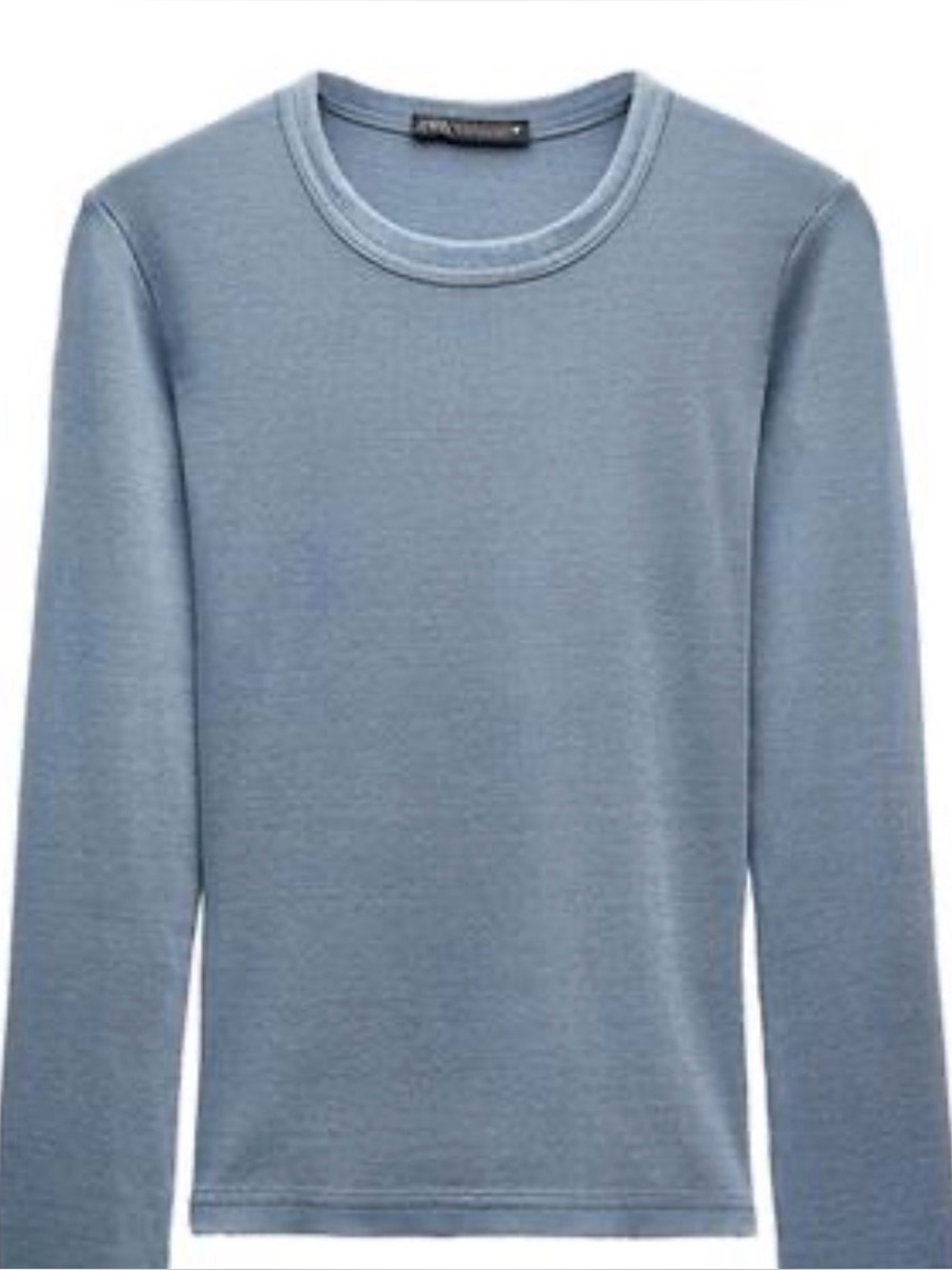 WASHED EFFECT RIBBED LONG SLEEVE T-SHIRT